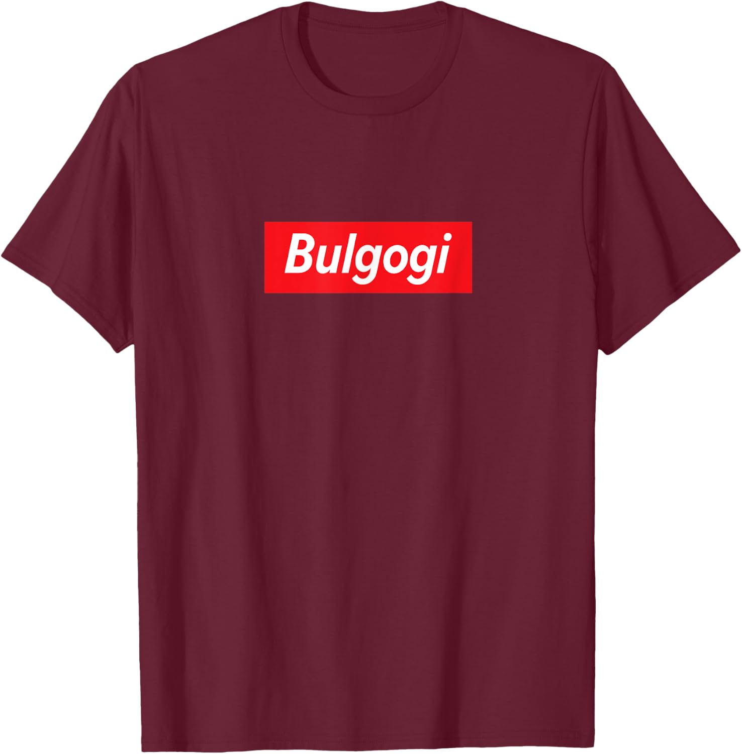Bulgogi in Korean Red BBQ in Korean Food Box Logo T-Shirt - T-Shirt | Maroon