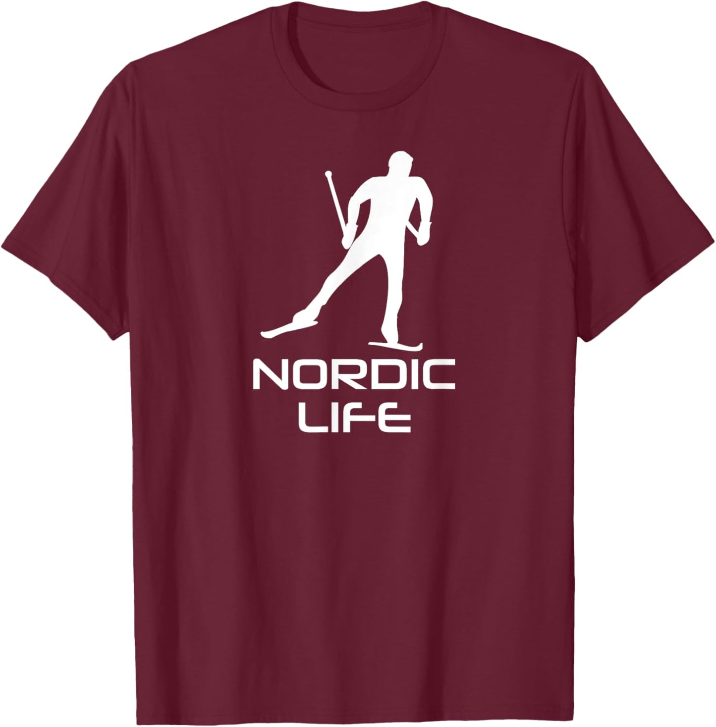 Nordic Life Cross Country Skiing T-Shirt - T-Shirt | Maroon