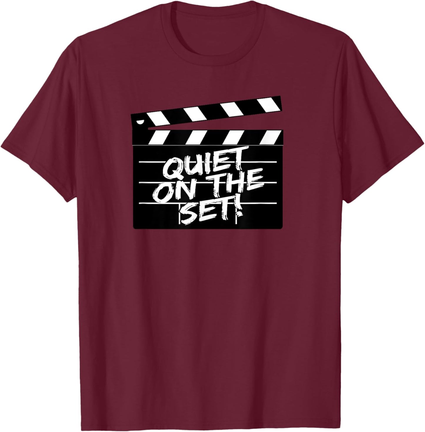 Quiet on the Set! Clapperboard T-Shirt - T-Shirt | Maroon