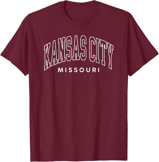 Kansas City MO Varsity Retro Throwback Men Women Souvenir T-Shirt - T-Shirt | Maroon