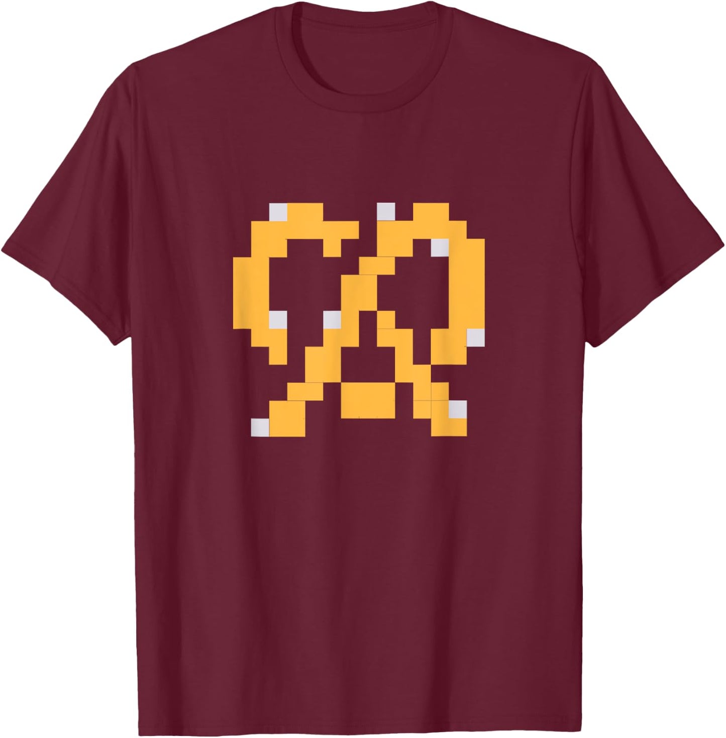 Pixel Pretzel 80s Video Game Easy Halloween Group Costume T-Shirt - T-Shirt | Maroon