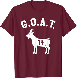 GOAT Number 14 Greatest Of All Time Dad Joke T-Shirt - T-Shirt | Maroon