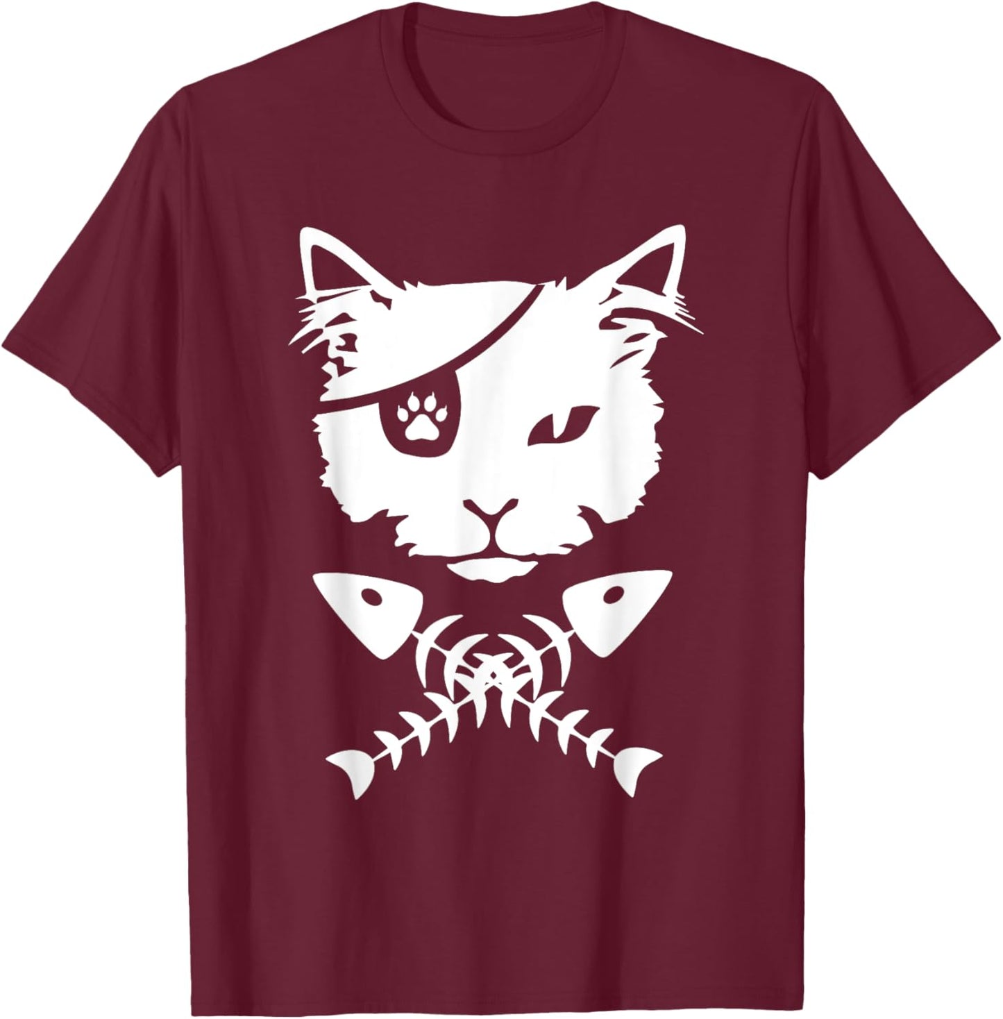 Cute pirate cat funny T-Shirt - T-Shirt | Maroon