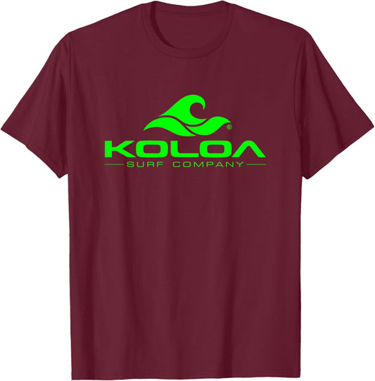 Koloa Surf Classic Green Wave Logo Graphic T-Shirt - T-Shirt | Maroon