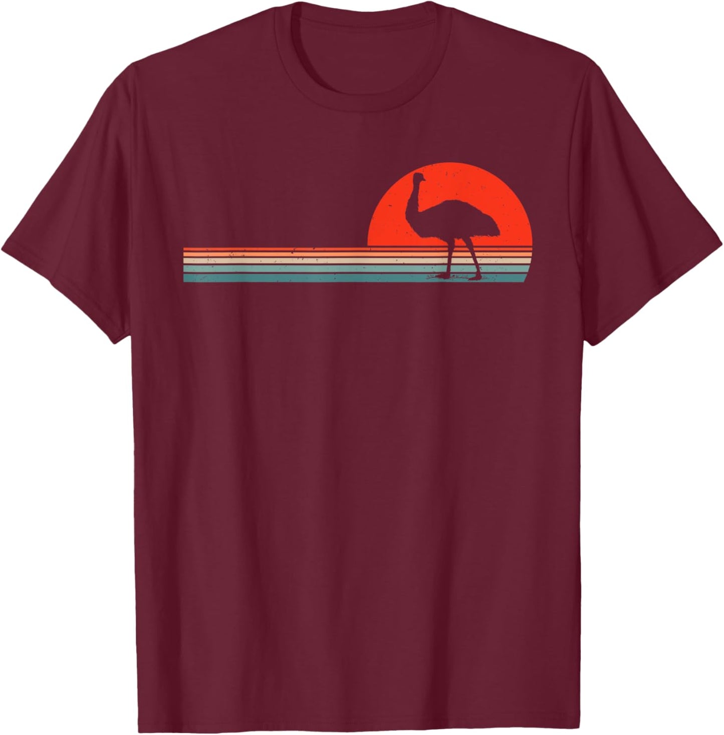 Cool Retro Emu Bird Lover Australian Animal T-Shirt - T-Shirt | Maroon