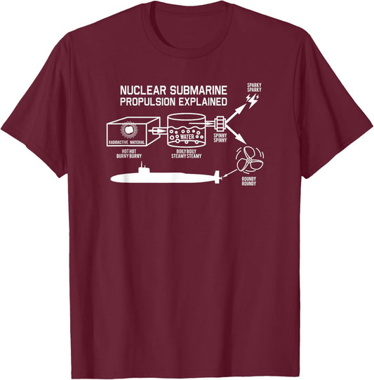 Nuclear Submarine Propulsion Funny Diagram T-Shirt - T-Shirt | Maroon