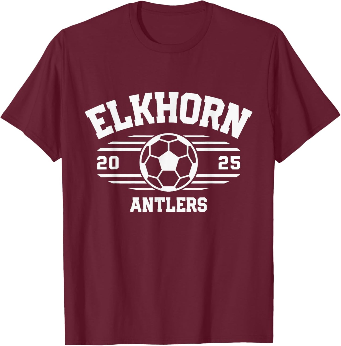 Elkhorn Antlers Soccer Ball 2025 T-Shirt - T-Shirt | Maroon