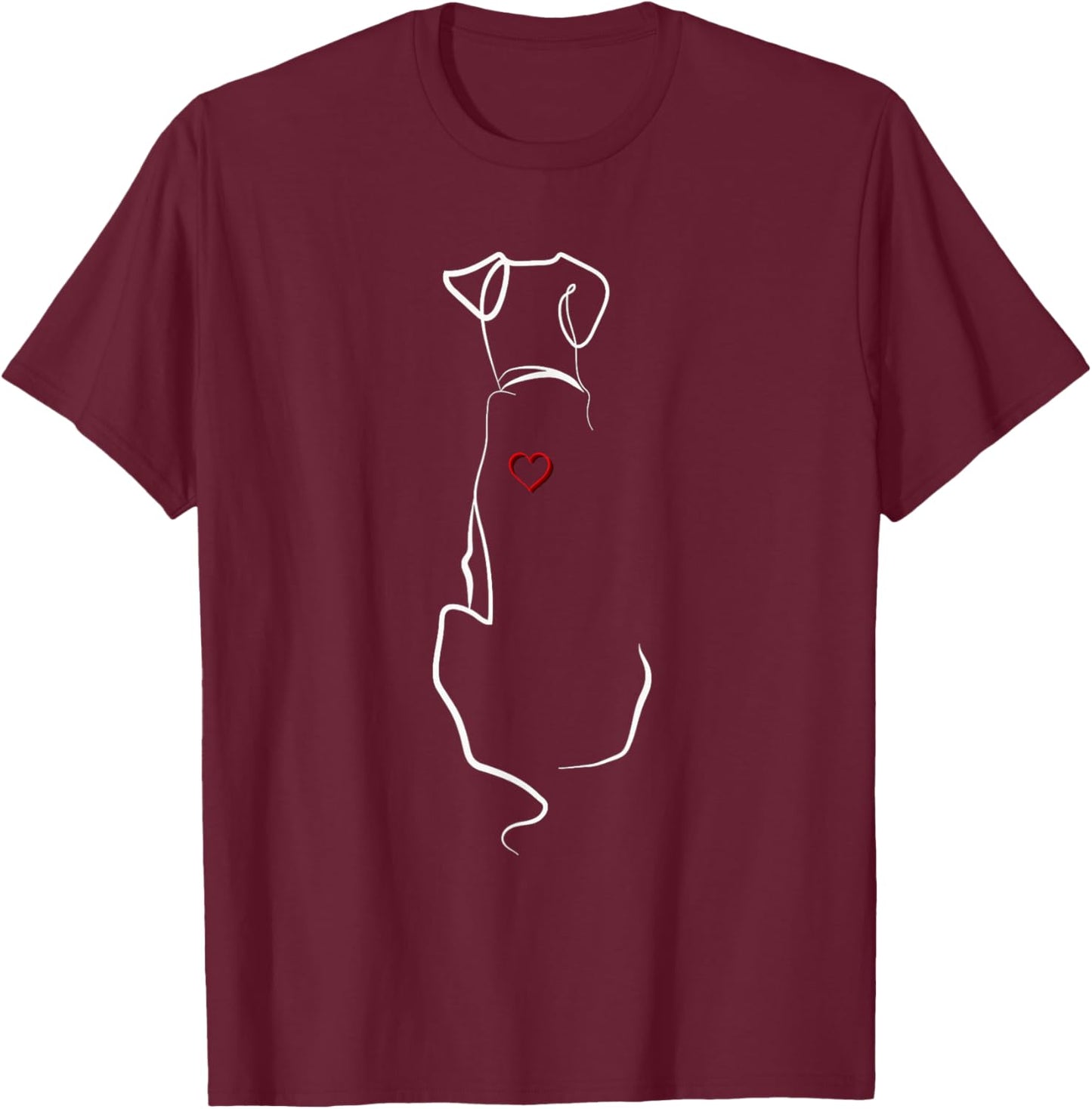 Dog Silhouette Heart Men Women T-Shirt - T-Shirt | Maroon
