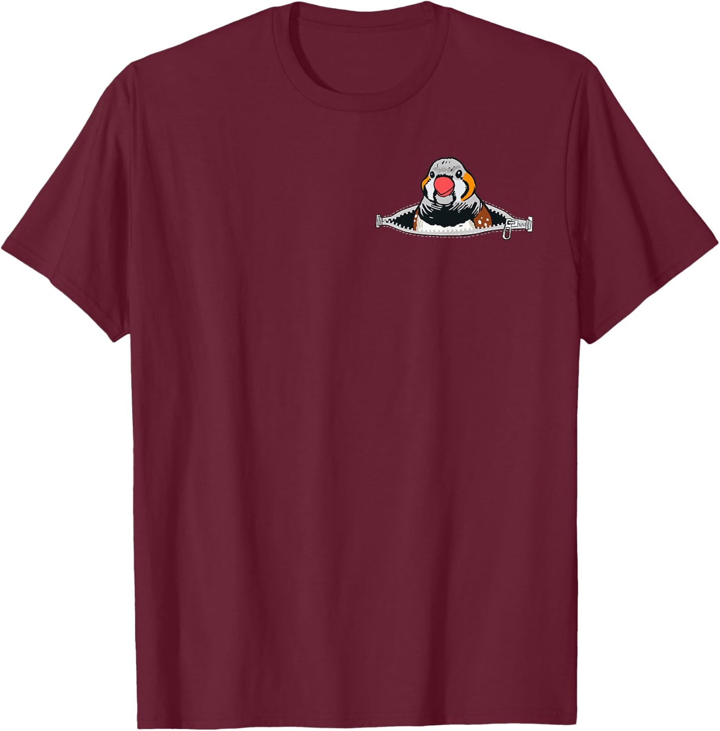 Zebrafink in Pocket Ornamental Birds Chest Pocket Birds Zebra Finches T-Shirt - T-Shirt | Maroon