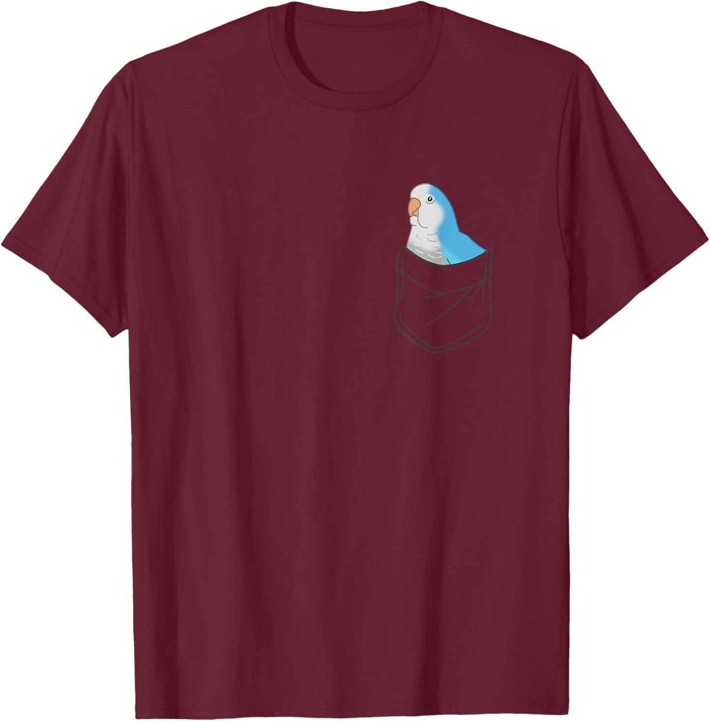 Pocket Quaker Parrot Cute Blue Monk Parakeet Birb Memes T-Shirt - T-Shirt | Maroon