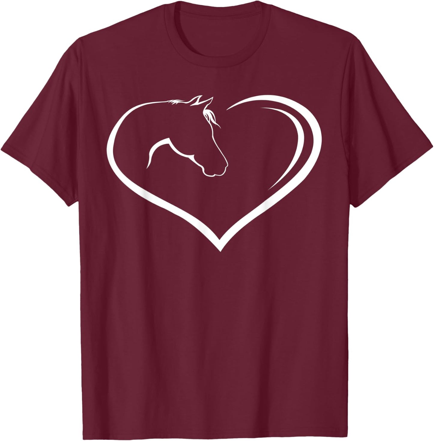 Horse love shirt heart with horse head for rider pony T-Shirt - T-Shirt | Maroon