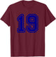 Number #19 Blue Sport Varsity Number 19 T-Shirt - T-Shirt | Maroon