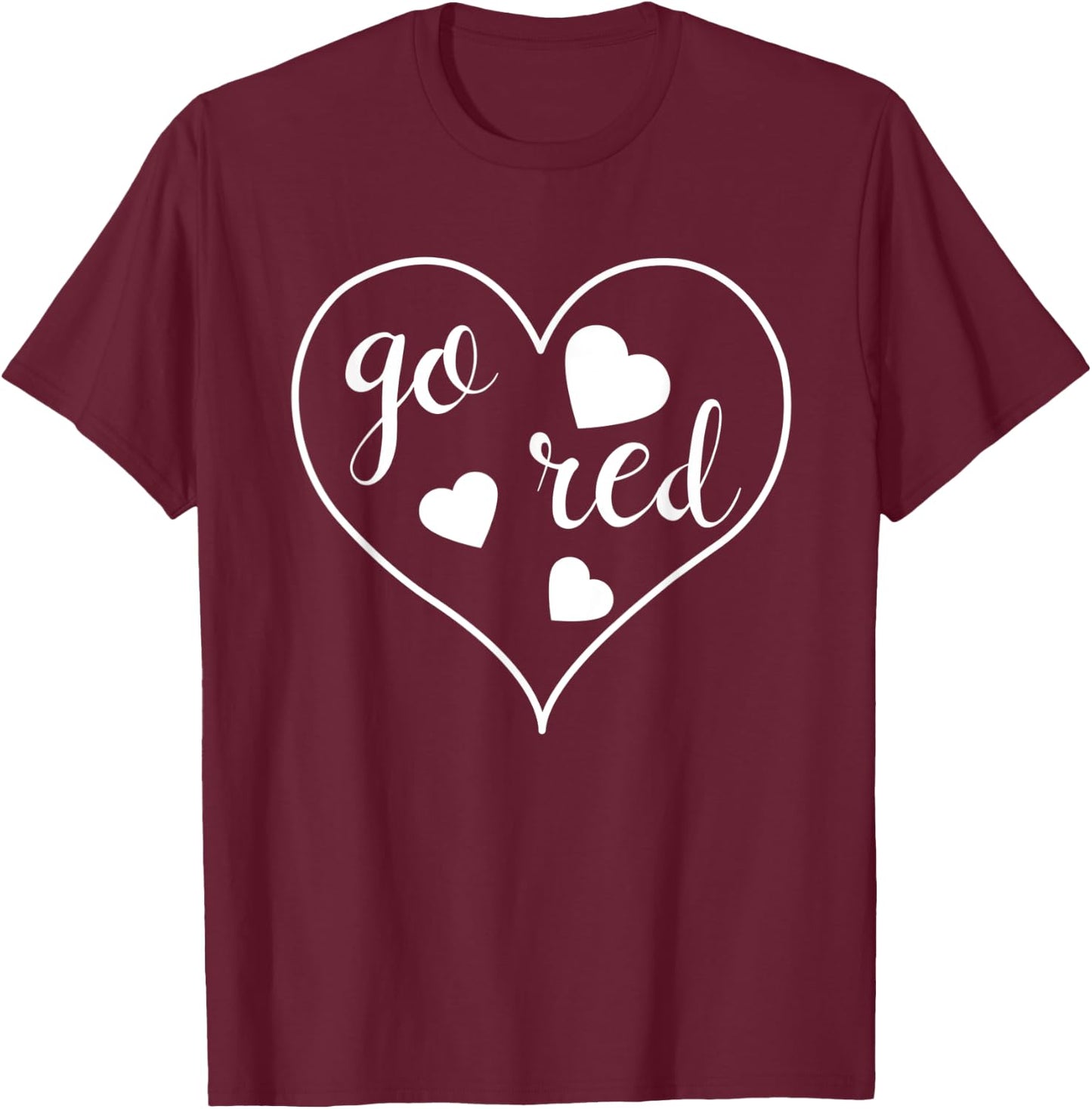 Go Red Heart Disease Awareness Gifts Men Kids Boys T-Shirt - T-Shirt | Maroon