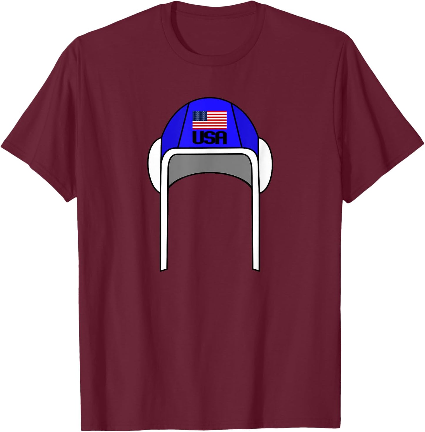 Water Polo Cap with USA Flag | Gift Player and Trainer T-Shirt - T-Shirt | Maroon