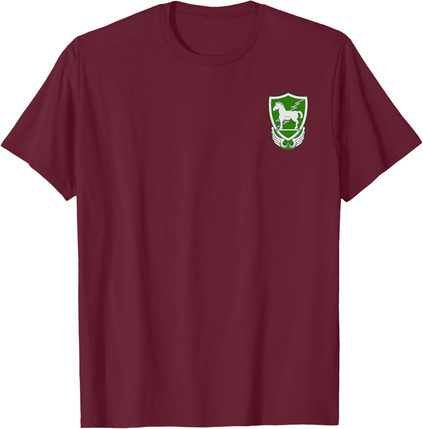 US Army 10th Special Forces Group Trojan Horse Badge Design T-Shirt - T-Shirt | Maroon