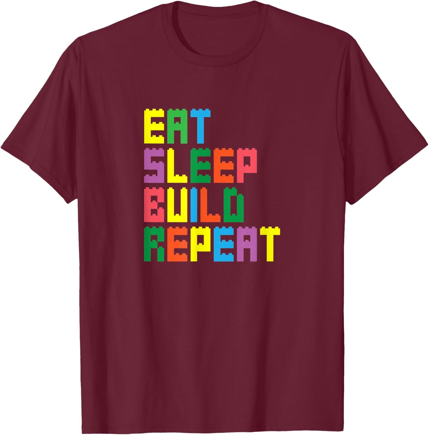 Brick Builder Funny Blocks Building Master Builder Toys Kids T-Shirt - T-Shirt | Maroon