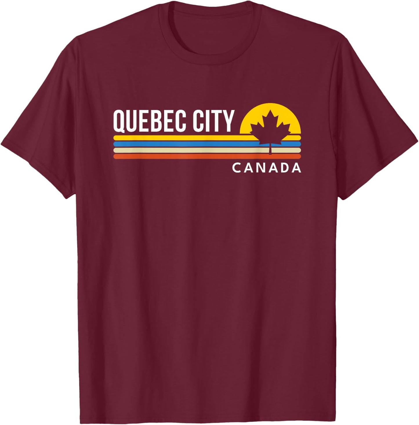 Quebec City Canada Flag Vintage Retro Souvenirs T-Shirt - T-Shirt | Maroon