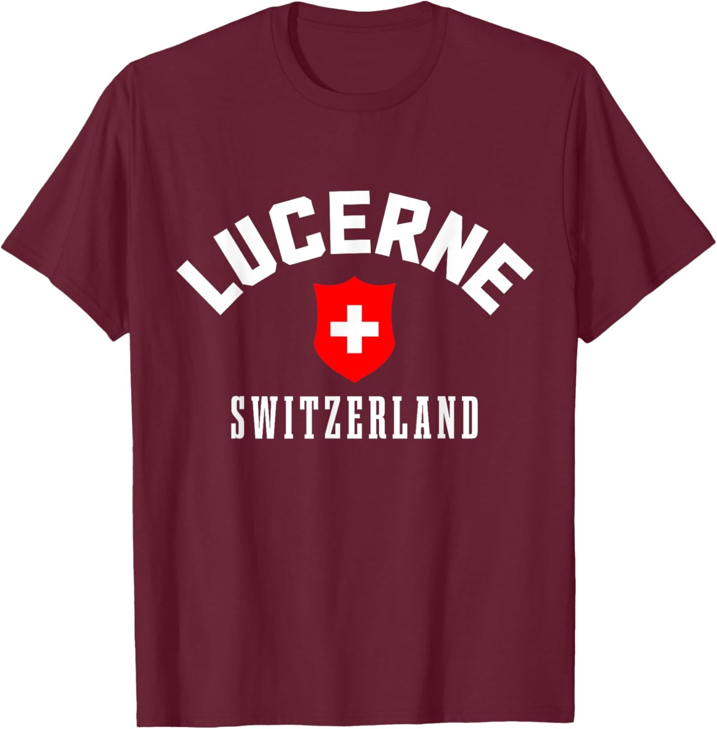 Swiss Flag Lucerne Switzerland T-Shirt - T-Shirt | Maroon