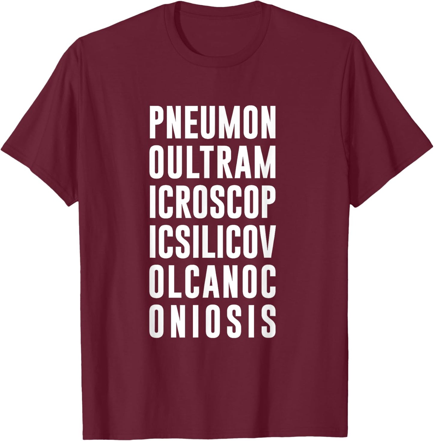 Pneumonoultramicroscopicsilicovolcan Longest Word in English T-Shirt - T-Shirt | Maroon