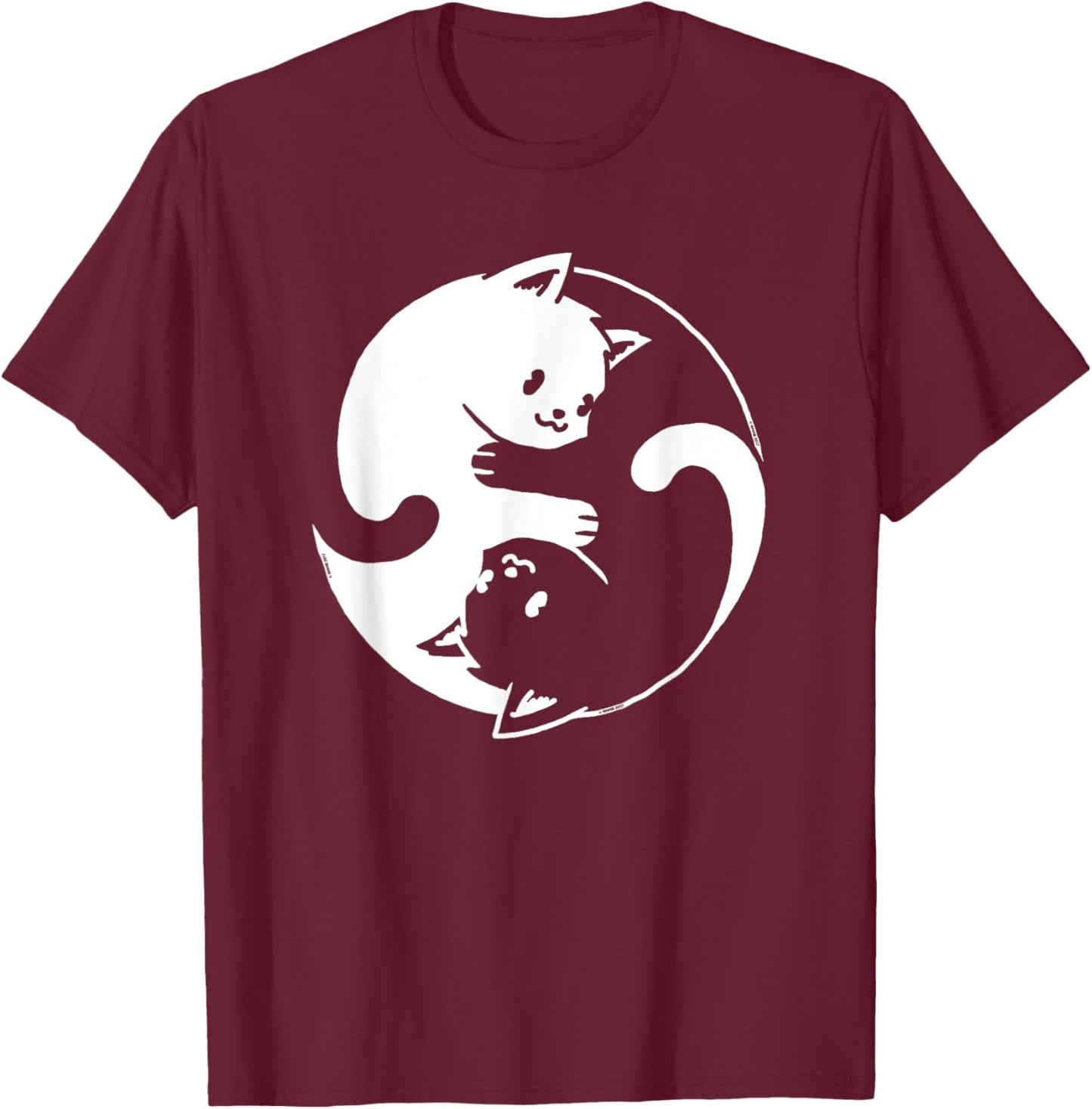 Yin Yang Cat Cute Spirituality Zen Meditation Balance Kitten Men Women Kids T-Shirt - T-Shirt | Maroon