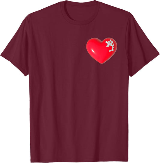 Kuhaku Koi in a Red Bubble Love Heart Design T-Shirt - T-Shirt | Maroon