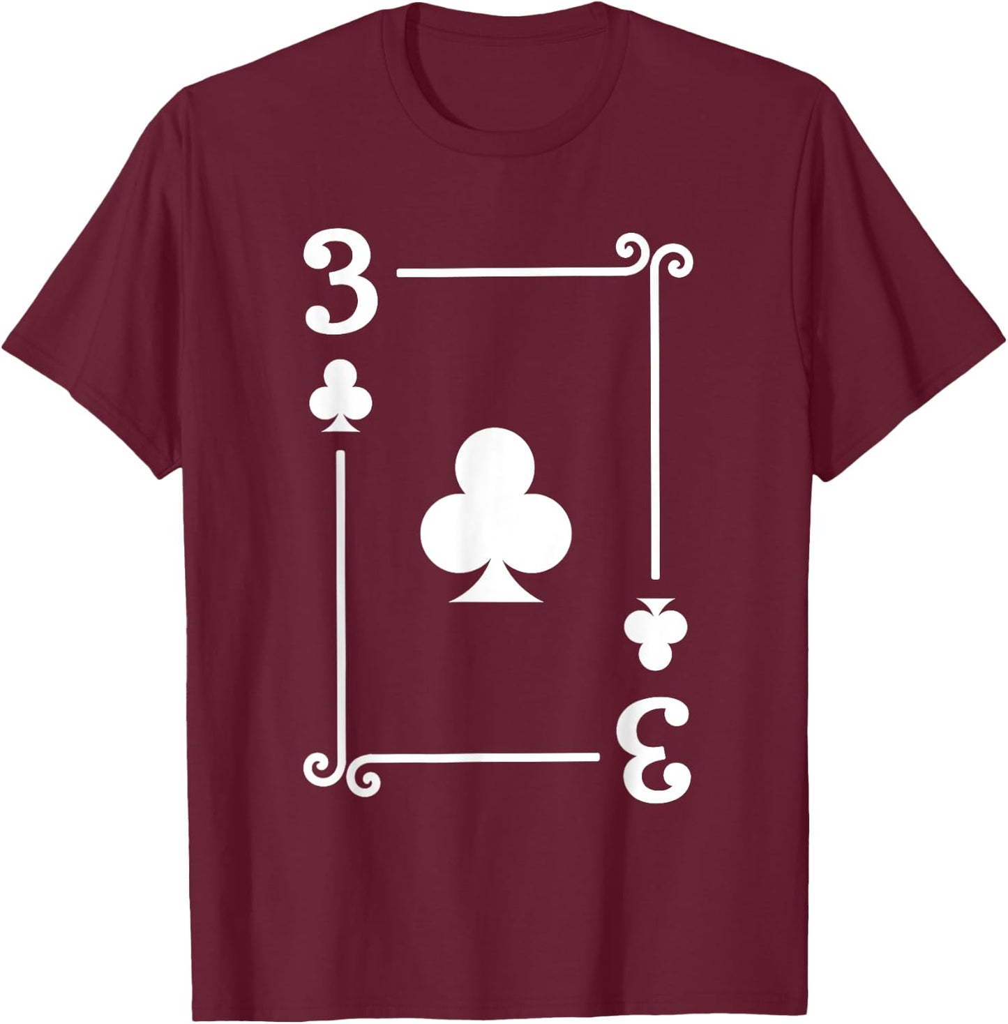 Playing Cards Costume - 3 Clubs Card - Three Card T-Shirt - T-Shirt | Maroon