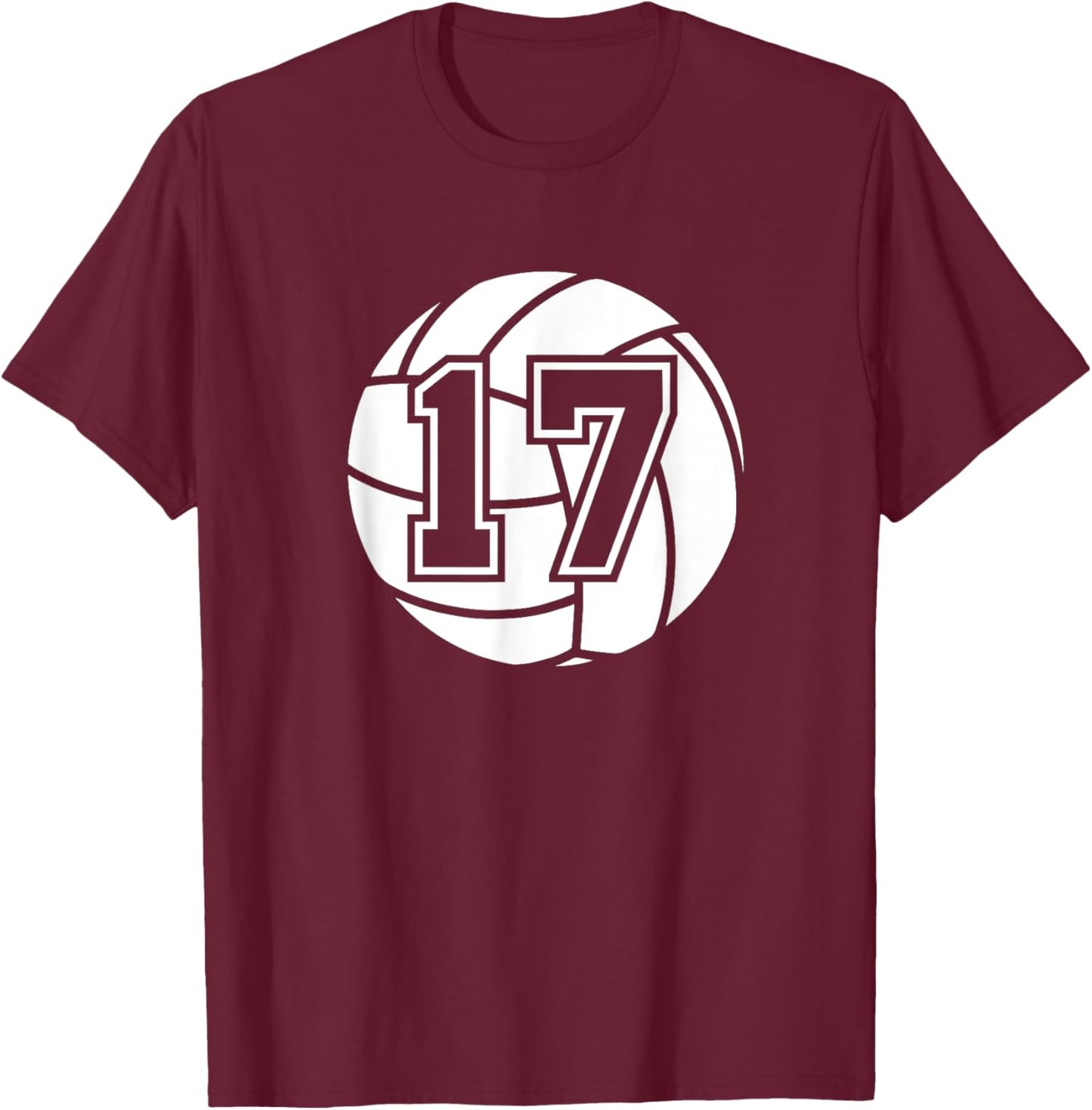 Volleyball Player #17 Volleyball Mom Dad Jersey Number 17 T-Shirt - T-Shirt | Maroon