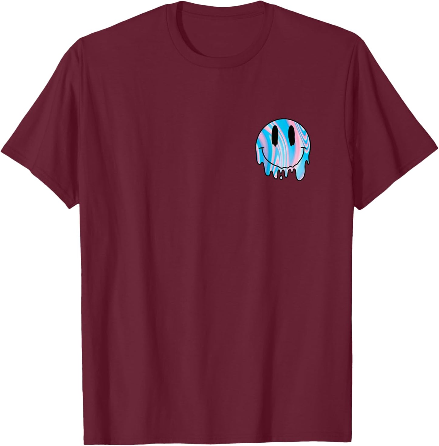 Melting Smile Funny Smiling Melted Dripping Happy Face Cute T-Shirt - T-Shirt | Maroon