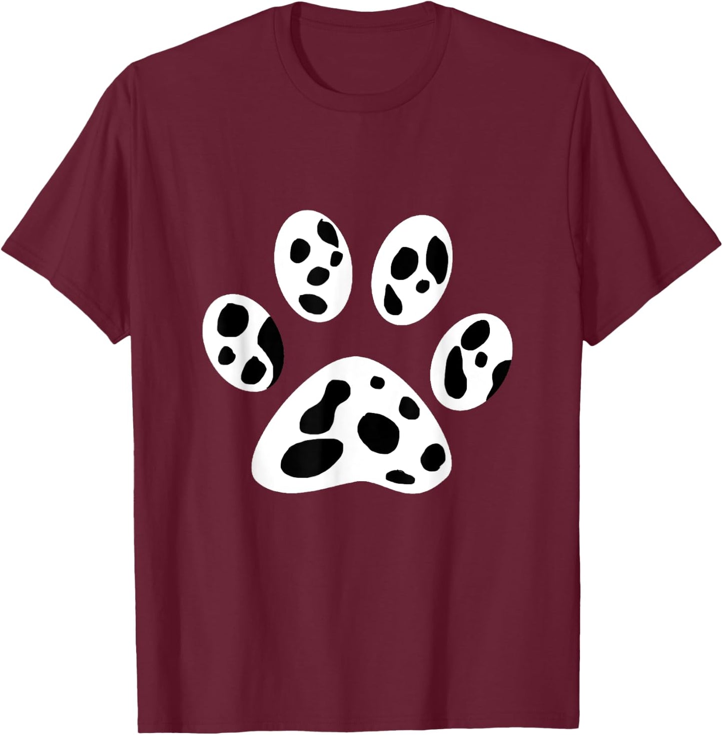 Dalmatian Dog Paw Pattern Dalmatians Puppy Breeder Men Women Girls Kids T-Shirt - T-Shirt | Maroon