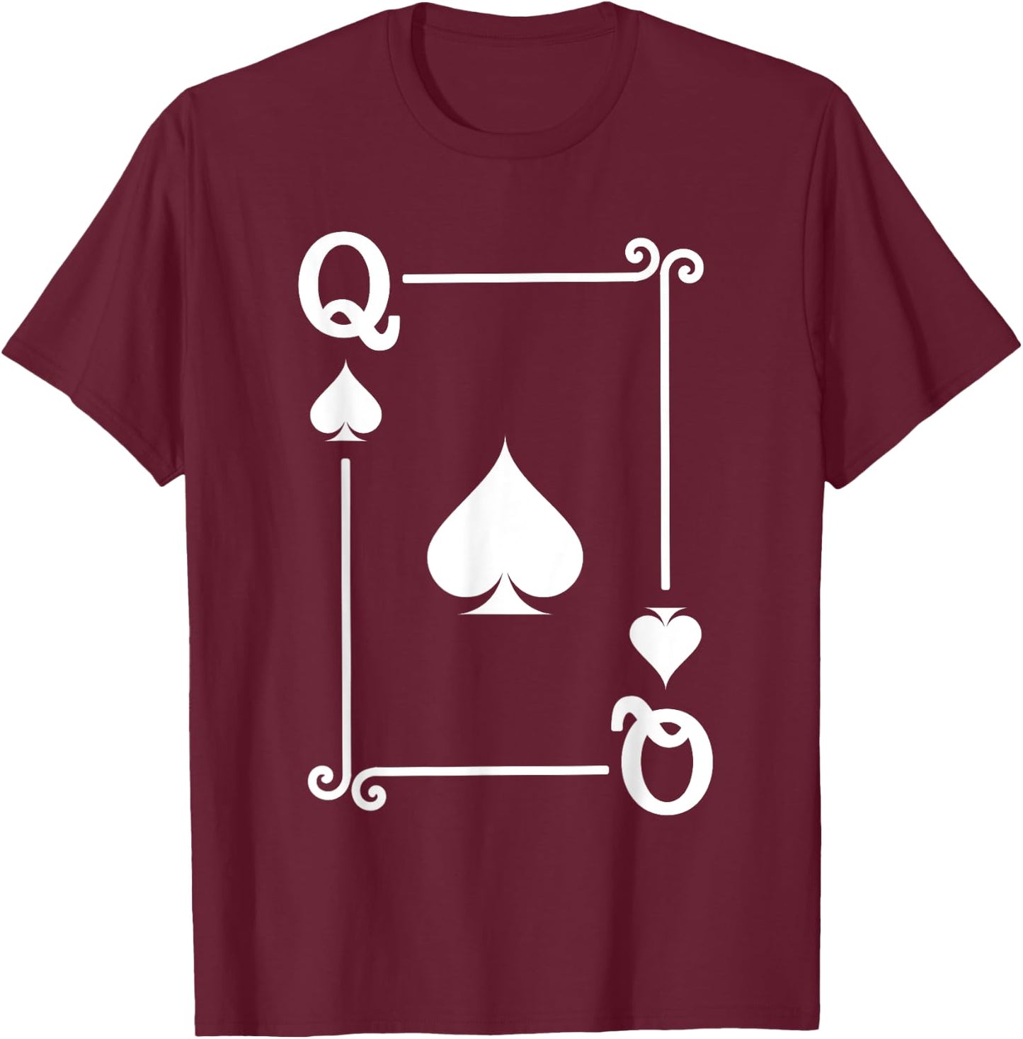 Playing Cards Costume - Queen Spades Card - Queen Card T-Shirt - T-Shirt | Maroon