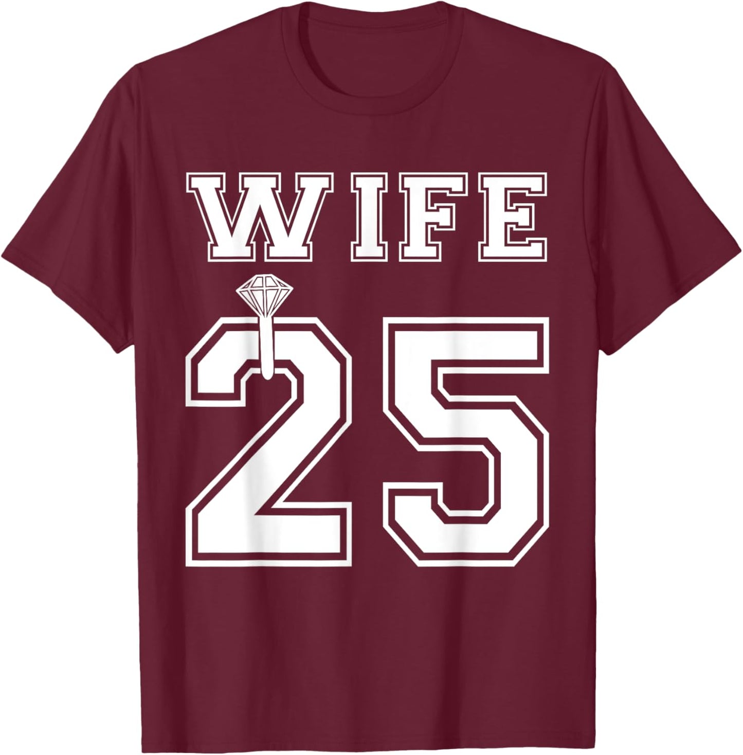 Wife 2025 Husband Matching Engagement Party Honeymoon T-Shirt - T-Shirt | Maroon