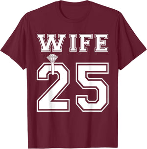Wife 2025 Husband Matching Engagement Party Honeymoon T-Shirt - T-Shirt | Maroon