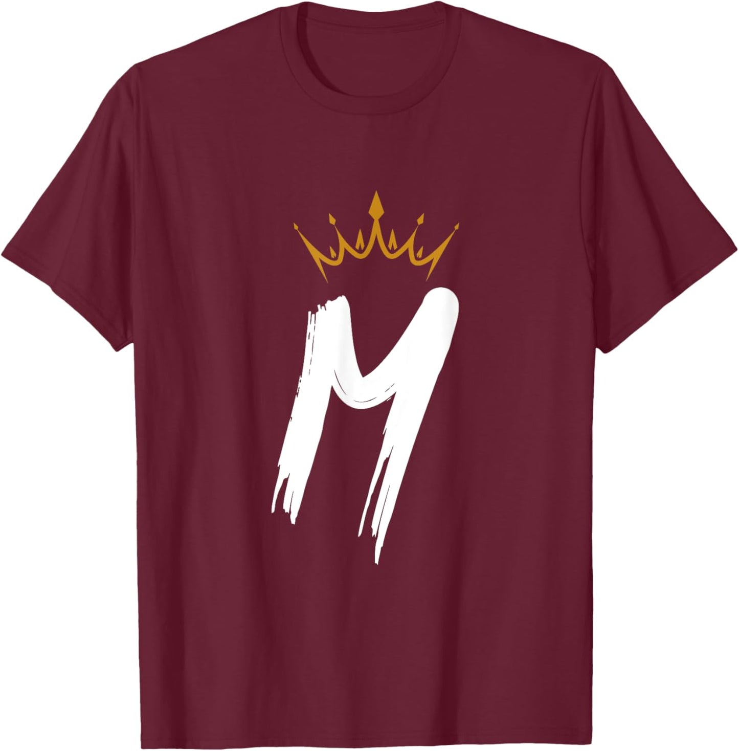 Queen King Letter M - Favorite Letter With Crown Alphabet T-Shirt - T-Shirt | Maroon