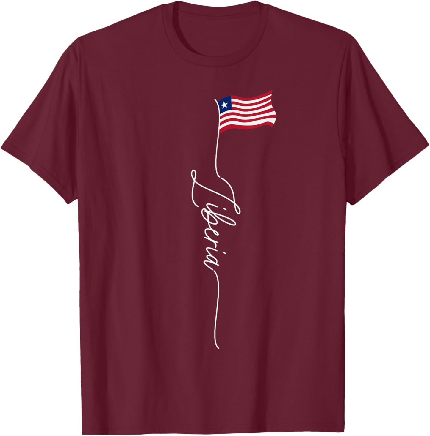 Liberia, Liberia Flag, elegant Liberian Patriotic Flag T-Shirt - T-Shirt | Maroon