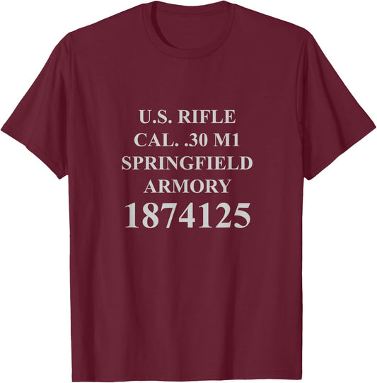 M1 Garand Text Model US CAL..30 M1 WWII WW2 Vet Rifle Ping T-Shirt - T-Shirt | Maroon