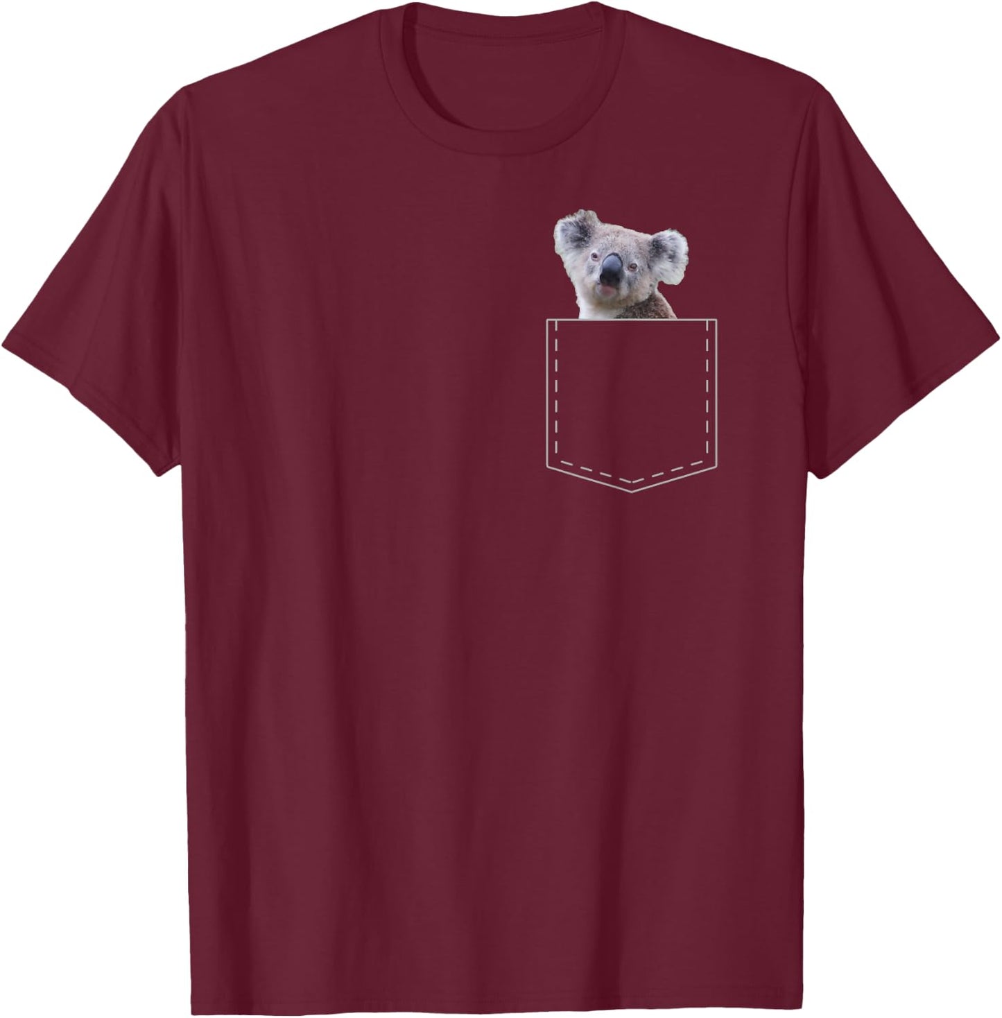 Cute Koala Gift Funny Pocket Women Girls Boys T-Shirt - T-Shirt | Maroon
