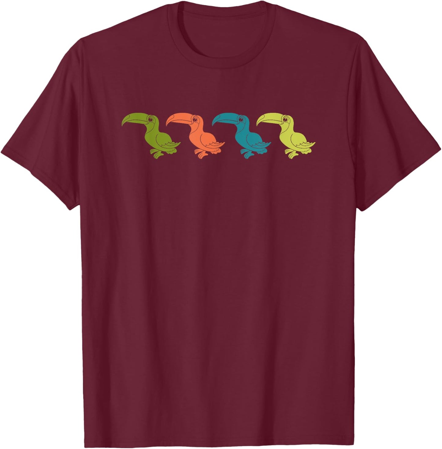 Retro Exotic Bird Tropical Toucan T-Shirt - T-Shirt | Maroon