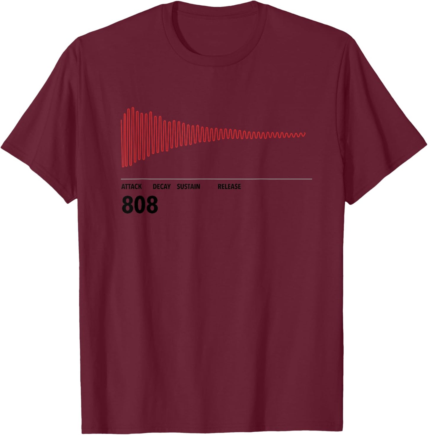 808 Drum Sine Wave Trap Rap Drummer Music Producer DJ Plugin T-Shirt - T-Shirt | Maroon