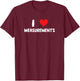 I Love Measurements - Heart - Construction Math Measure T-Shirt - T-Shirt | Maroon