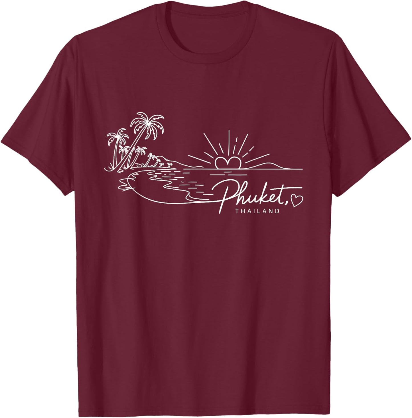 Phuket Thailand Signature Heart Art - Romantic Souvenir T-Shirt - T-Shirt | Maroon
