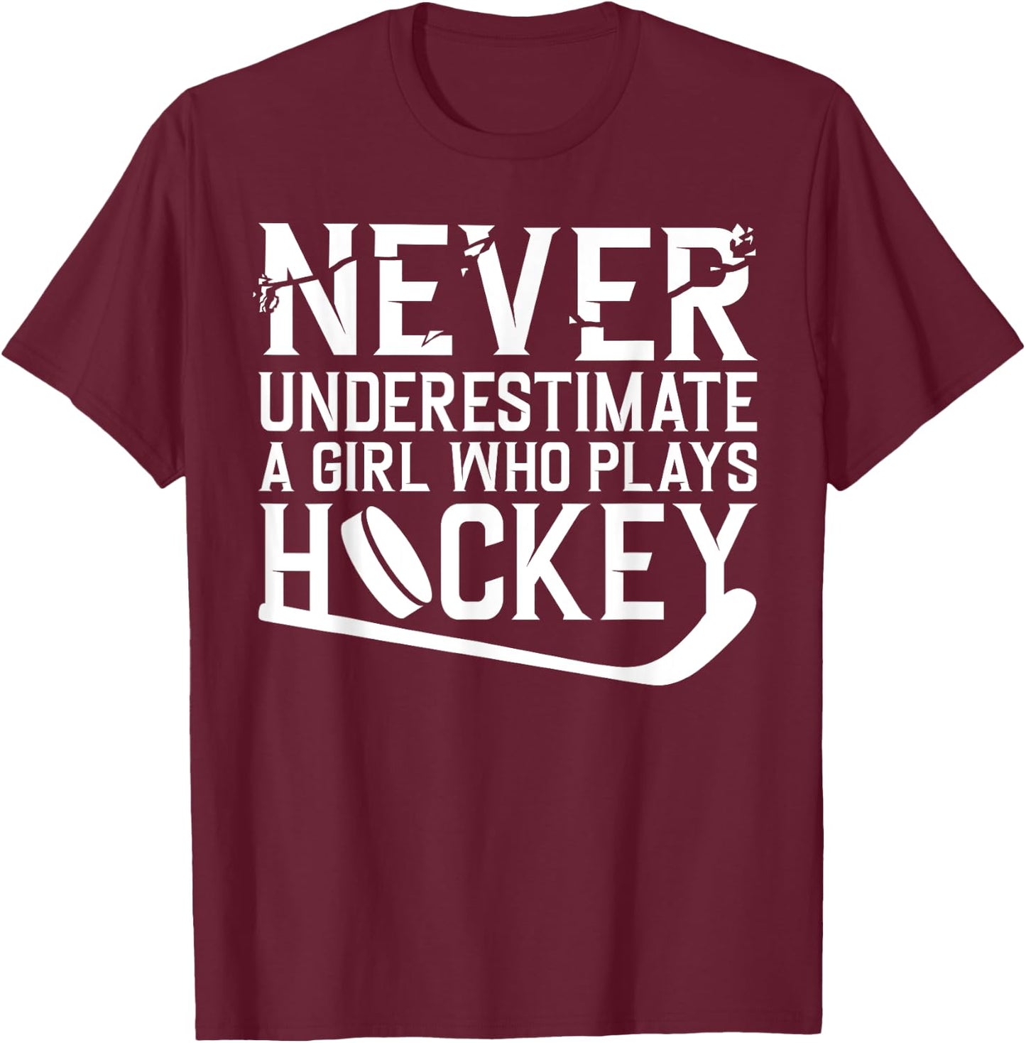 Funny Hockey Girls Ice Hockey Player Hockey Lovers T-Shirt - T-Shirt | Maroon