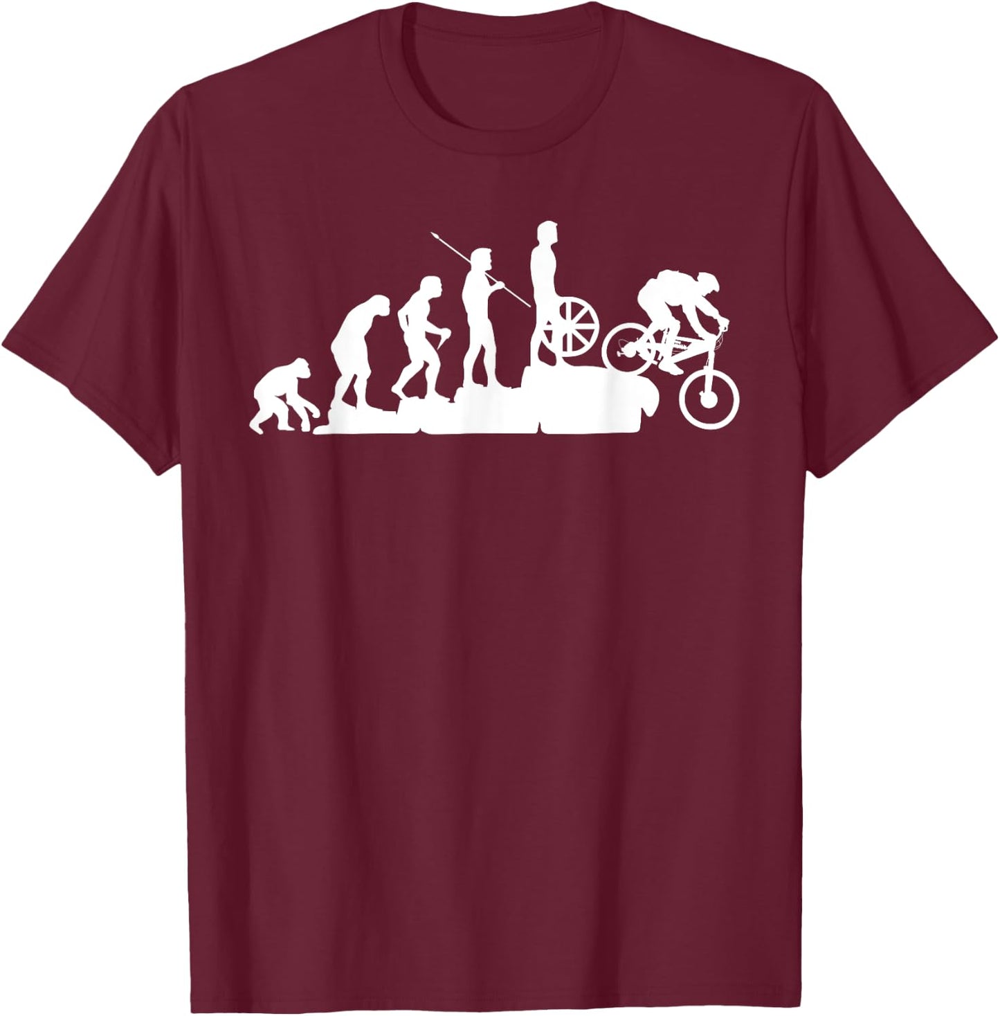 MTB Mountain Biker Evolution Downhill Bike Rider T-Shirt - T-Shirt | Maroon