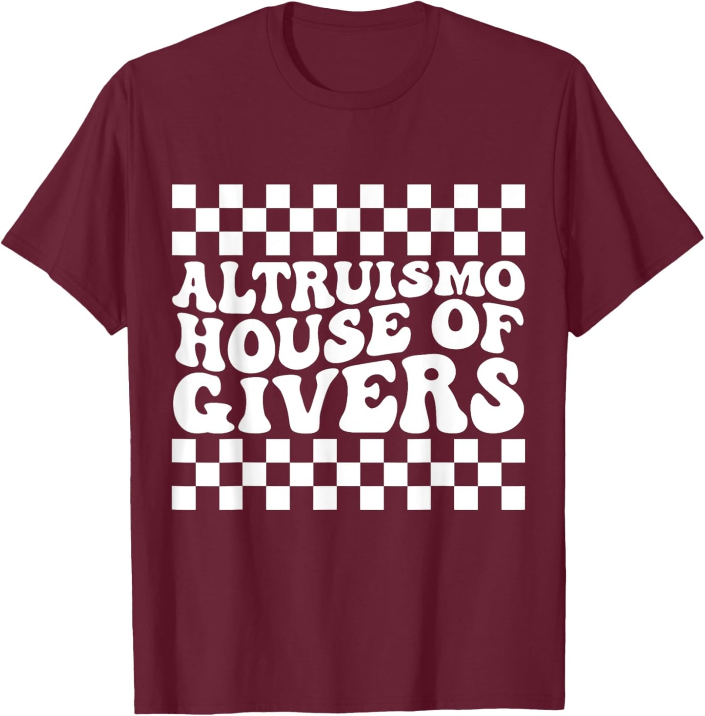 ALTRUISMO House Of Givers Black Retro Groovy Social ALTRUISM T-Shirt - T-Shirt | Maroon