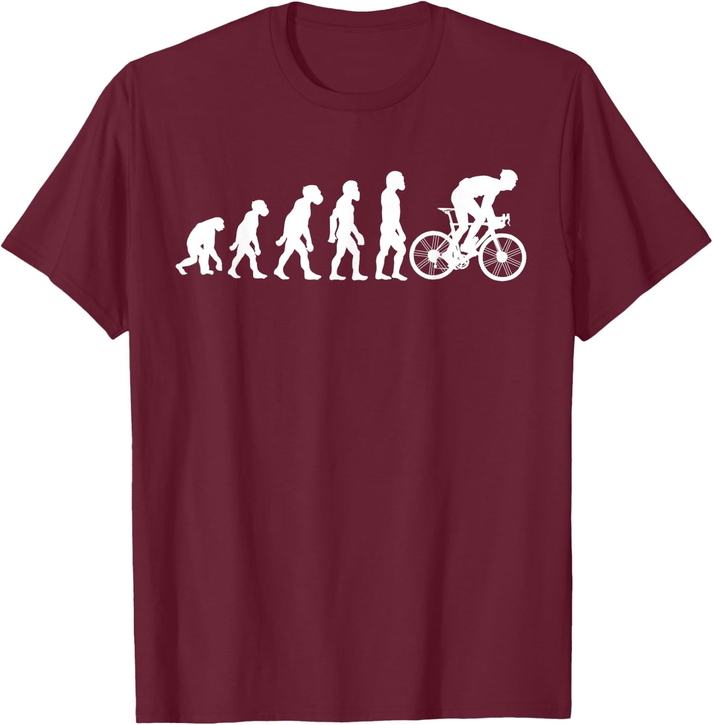 Funny Human Cycling Evolution Athlete Bike Cyclist Biker T-Shirt - T-Shirt | Maroon