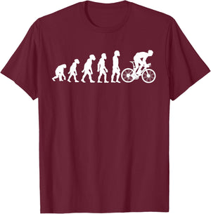 Funny Human Cycling Evolution Athlete Bike Cyclist Biker T-Shirt - T-Shirt | Maroon