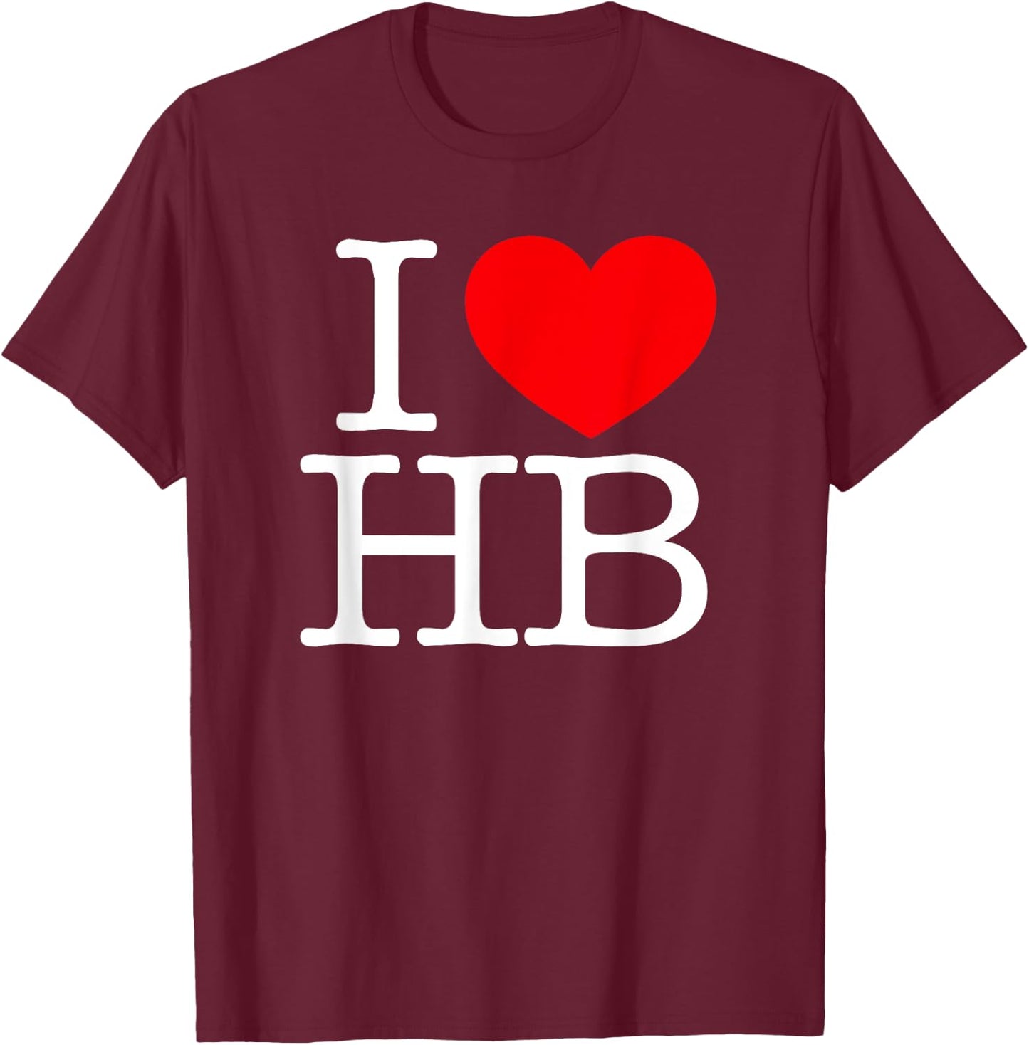 I Love (Heart) HB T-Shirt - T-Shirt | Maroon