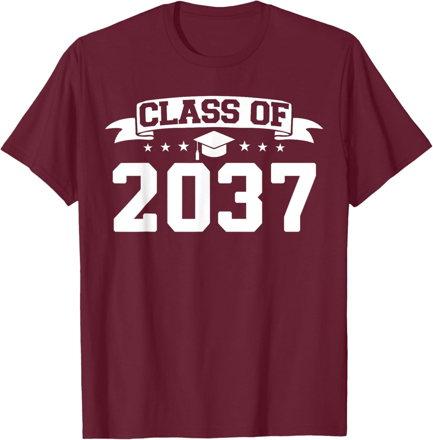 Class of 2037 Grow With Me Graduation First Day of School T-Shirt - T-Shirt | Maroon