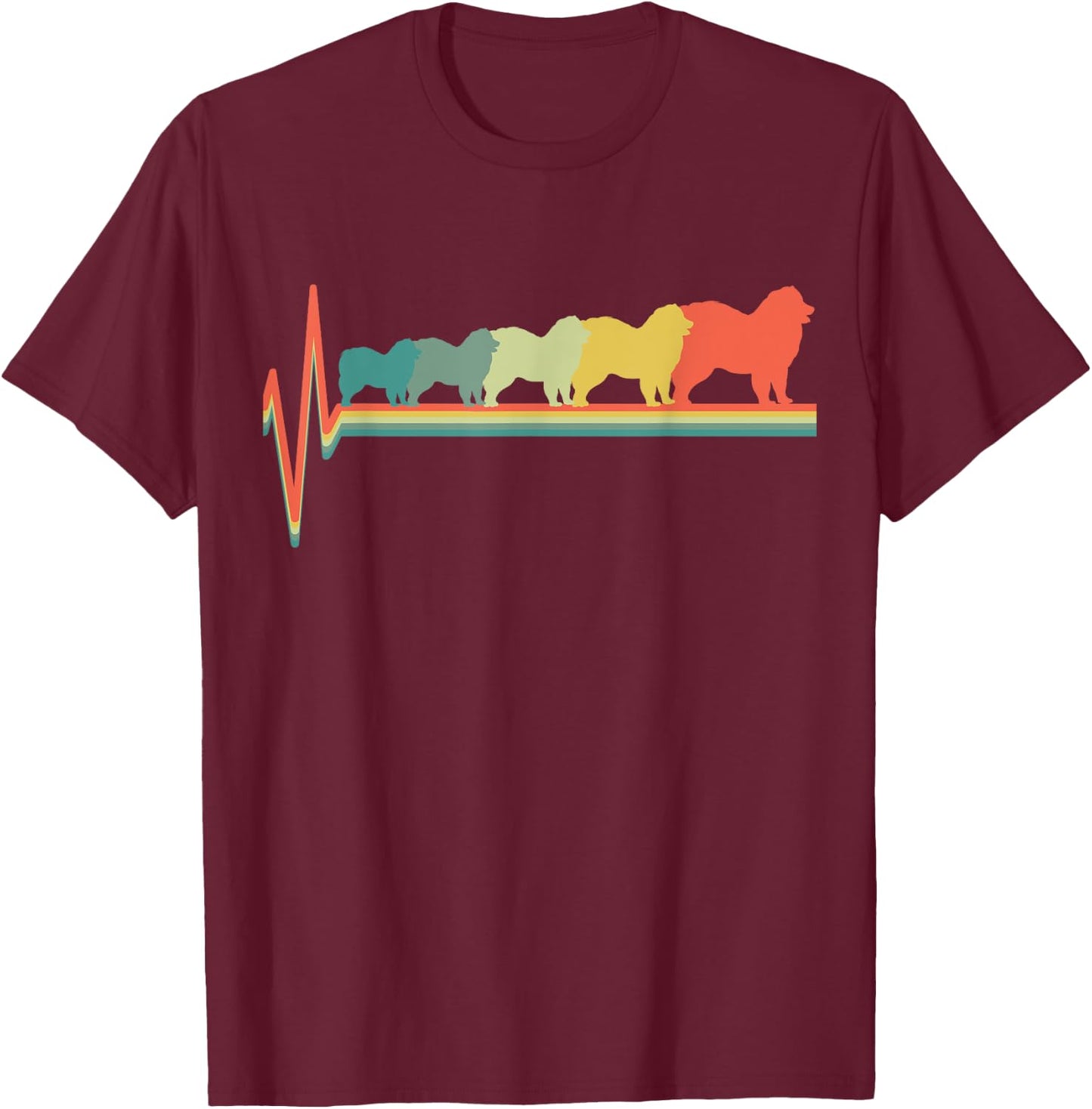 Samoyed Heartbeat Retro Gift Samoyed Lovers T-Shirt - T-Shirt | Maroon
