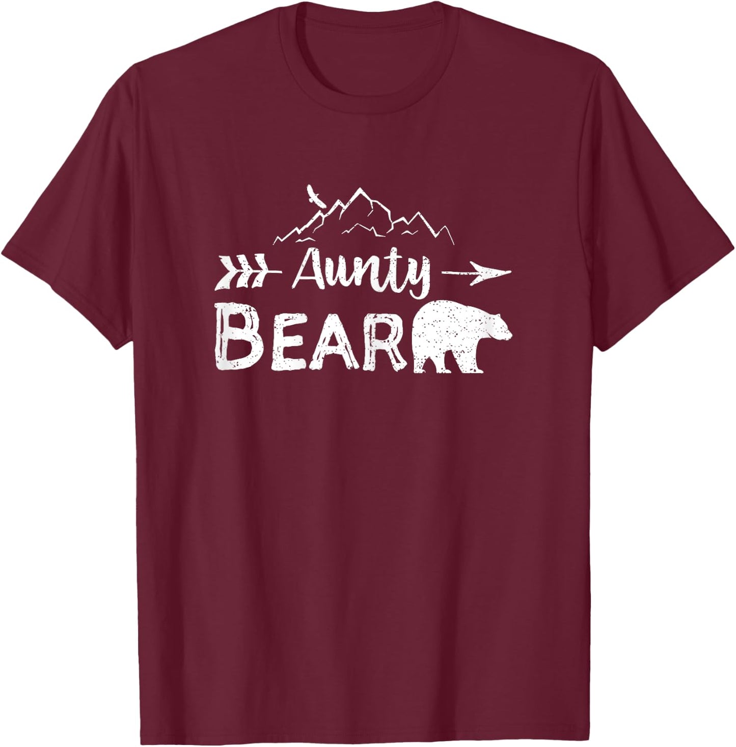 Aunty Bear Shirt Matching Family Aunt And Uncle Camping Gift T-Shirt - T-Shirt | Maroon