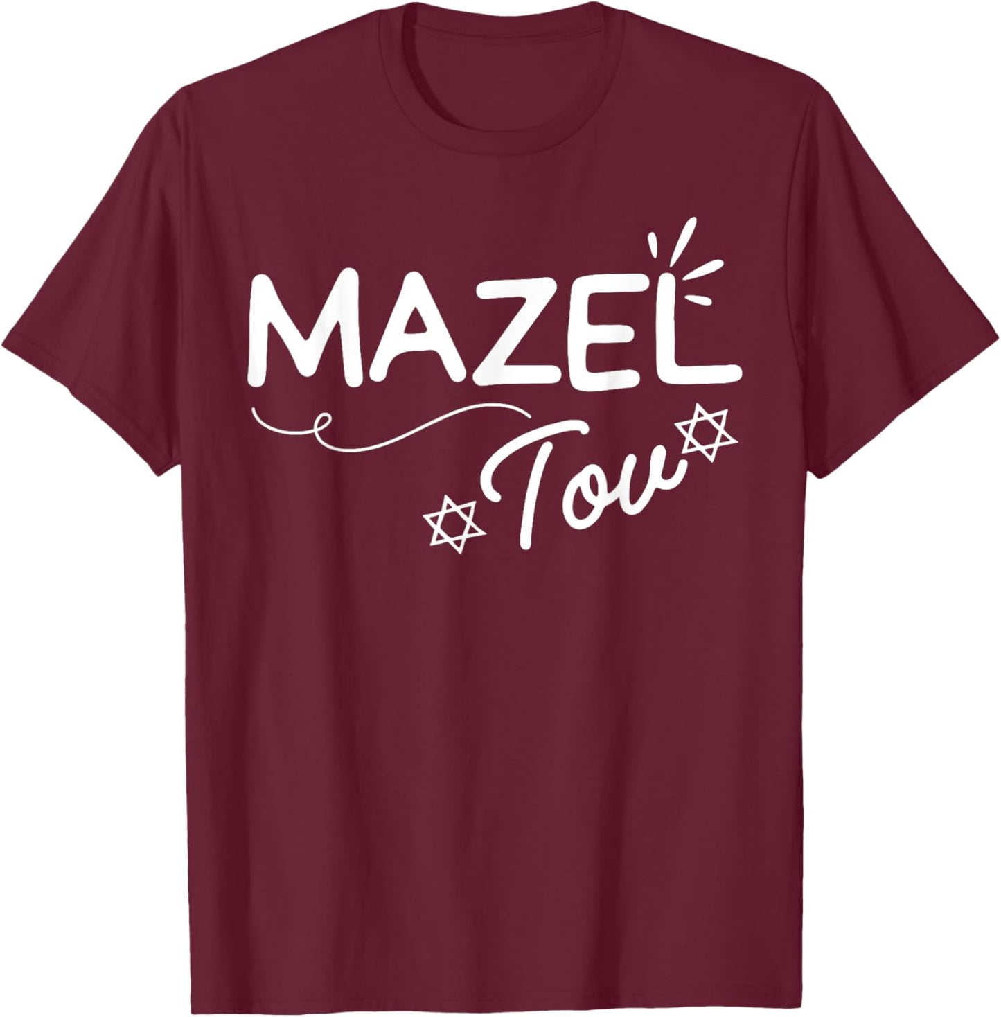 Festive Mazel Tov Funny Jewish Bat Bar-Mitzvah Wedding Party T-Shirt - T-Shirt | Maroon